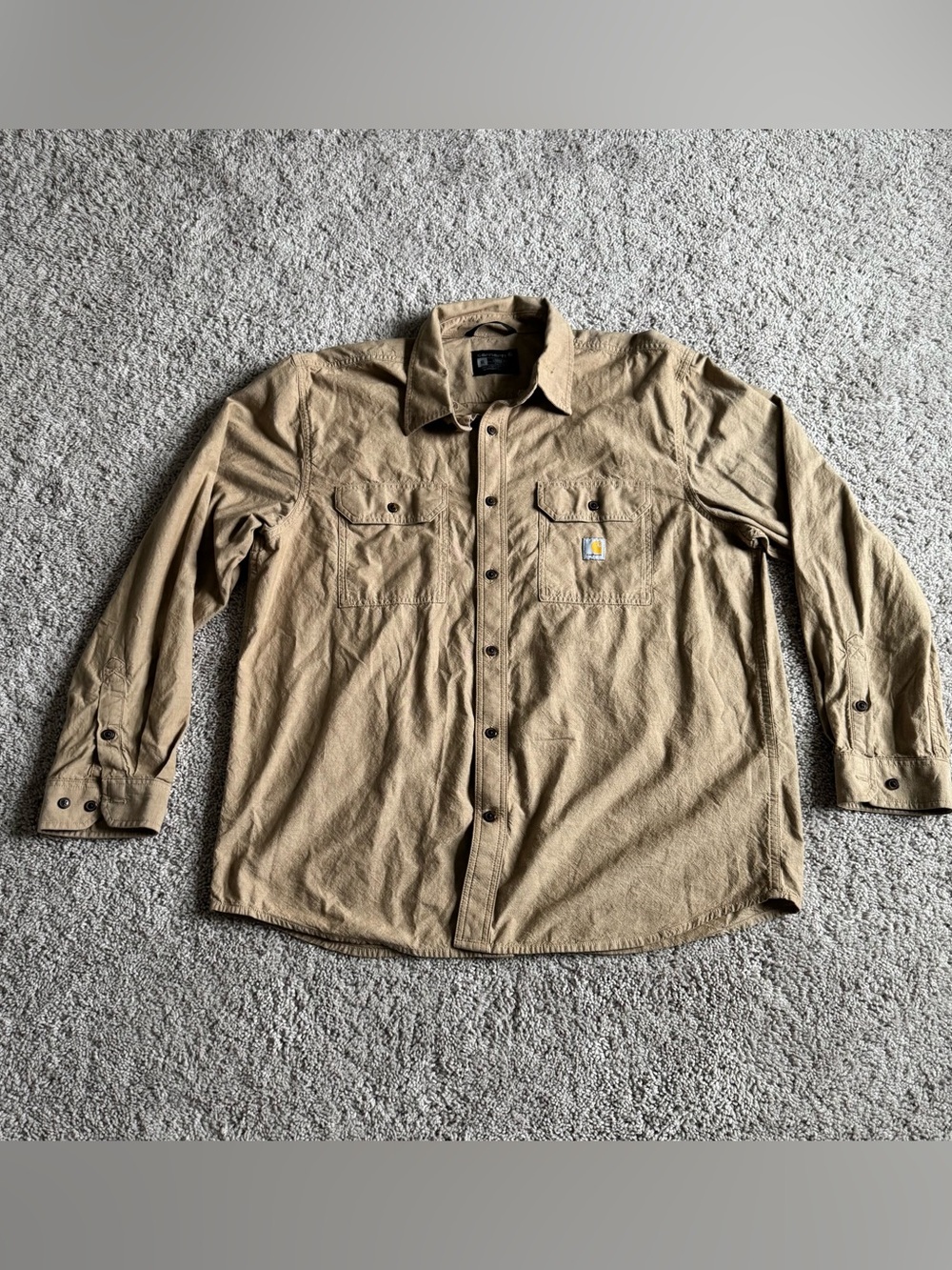 Carhartt Button Down Tan Work Shirt Size XL